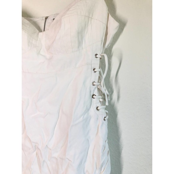 Nicholas Christina Side Tie Mini Dress White Sweetheart Neckline Sheath US 6 - Picture 7 of 13